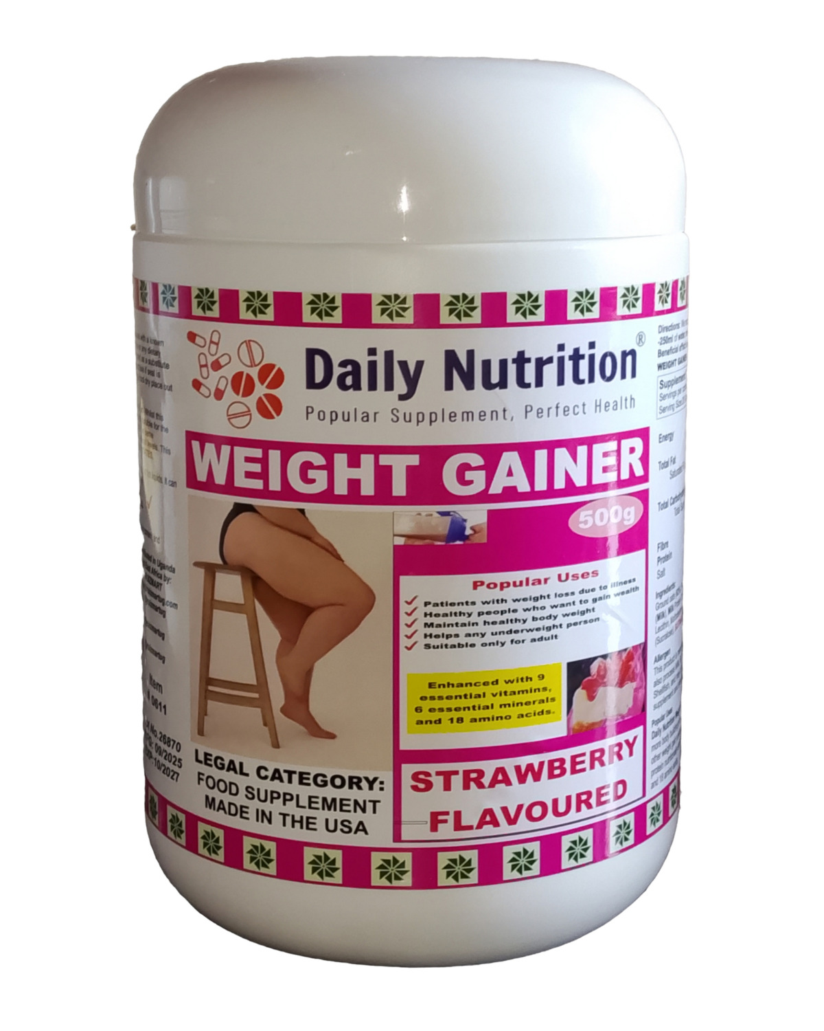 Weight Gainer Strawberry Flavour Daily Nutrition Weight Gainer - Strawberry Powder 150g