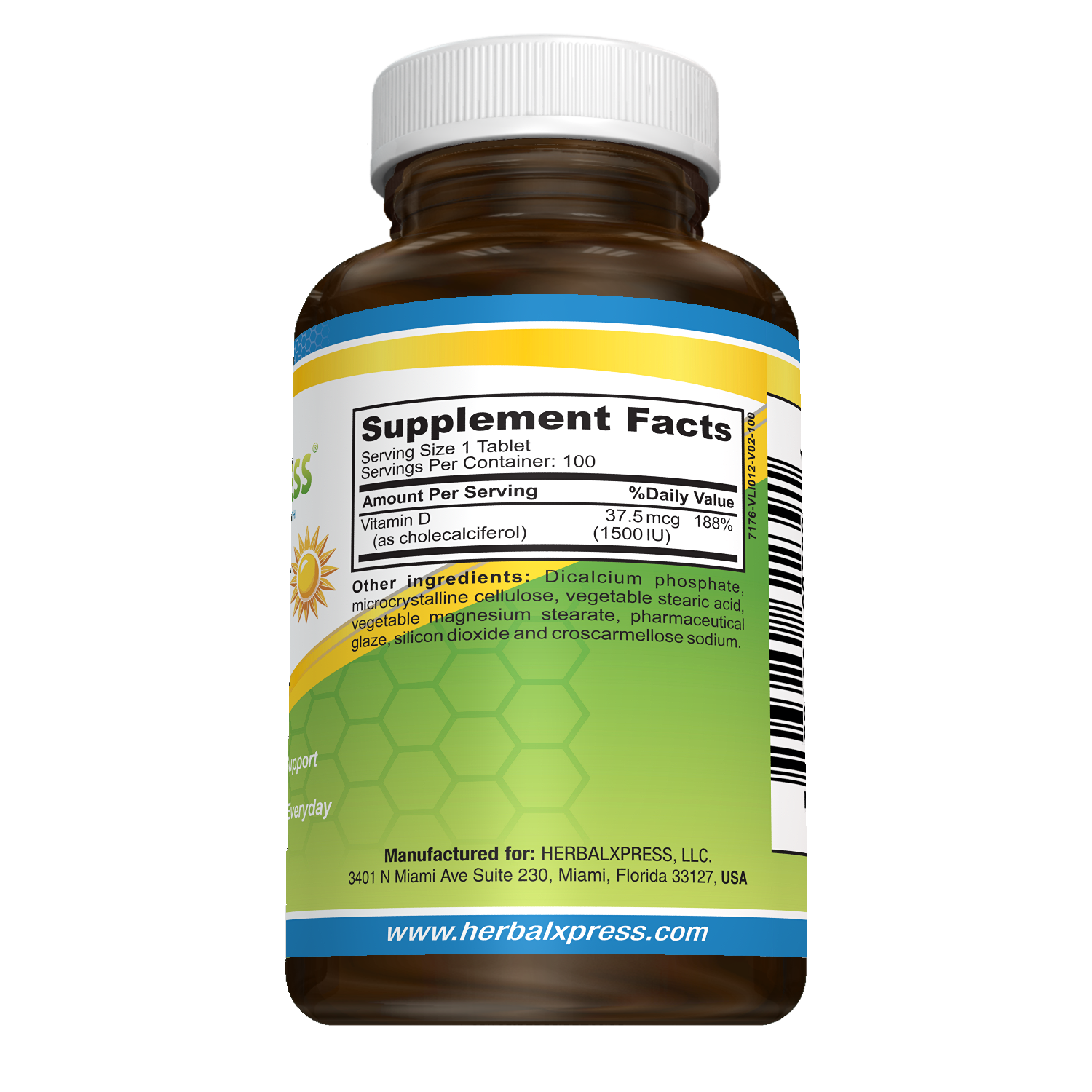 Vitamin D-3 (as Cholecalciferol) 1,500 IU